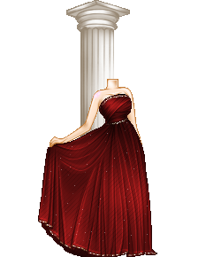 Robe rouge adoss&eacute;e &agrave; une colonne